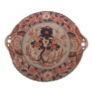 Antique 19 Th Century Japanese Imari Decorative Serving Platter With Rounded Handles For Sale