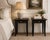 A striking pair of vintage solid wood accent tables refinished in a dramatic Onyx Black finish with hand-applied gilded...