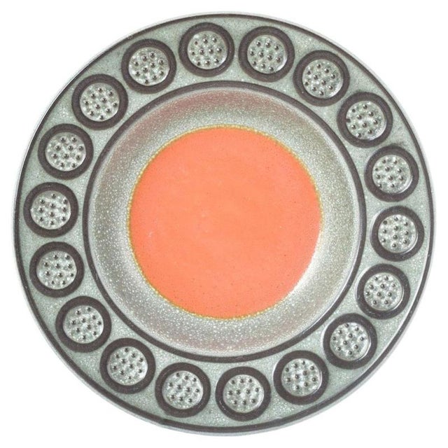 1960s Vintage Stoneware Bowl with Orange Glazed Centre by Mari Simmulson for Upsala-Ekeby, 1960s For Sale - Image 5 of 5