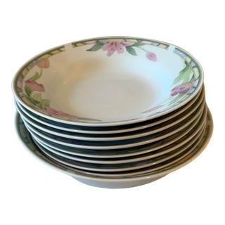 Set of 9 German Porcelain Bowls With Tropical Design For Sale