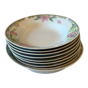 Set of 9 German Porcelain Bowls With Tropical Design