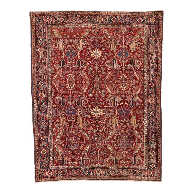 Antique Persian Dragon Serapi Heriz Rug - 07'08 X 09'09 For Sale