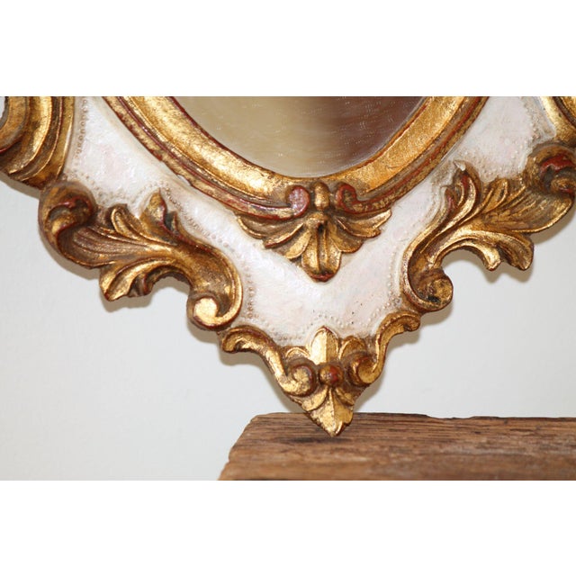 Wood Authentic Vintage Italian Florentine Gilt Mirror For Sale - Image 7 of 9