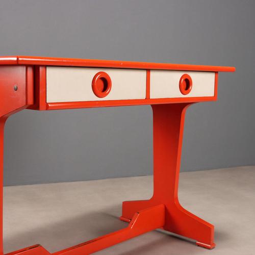 Orange Lacquered Wood Desk For Sale - Image 4 of 11