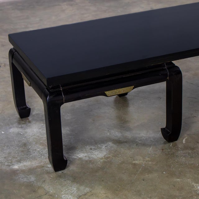 Mid-20th Century Double Ming Style Base Coffee Table Chow Legs Black Painted Style of Baker For Sale - Image 13 of 18