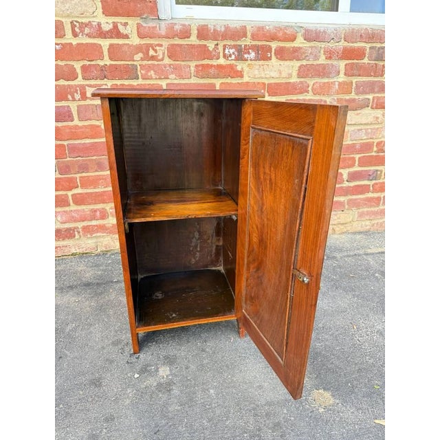 Antique Victorian Style Walnut Burled Wood Narrow Bedside Cabinet For Sale - Image 10 of 14