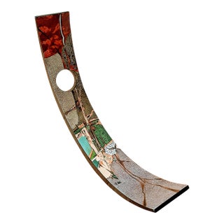 1990s Black Lacquered Wine Bottle Holder With Abstract Art For Sale