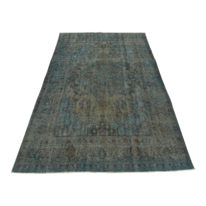 Tabriz Rug 7’1” X 10’1” Blue Wool Vintage Overdyed Hand-Knotted Carpet