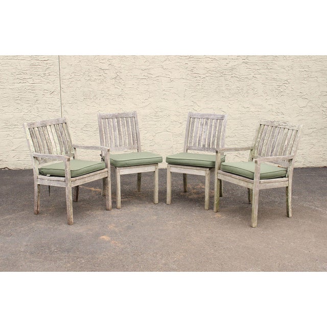 Gloster Teak Outdoor Patio Dining Table With Four Chairs For Sale - Image 18 of 18