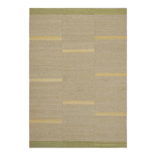 Rug & Kilim’s Contemporary Kilim in Beige, Gold and Chartreuse Textural Stripes For Sale