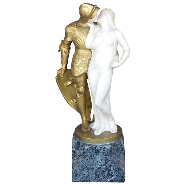 Metal Erich Schmidt-Kestner (German, 1877-1941) Gilt Bronze and Carved Marmol For Sale - Image 7 of 7