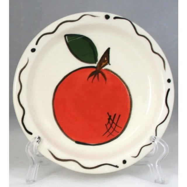 1990s Vintage Three Rivers Studio Pottery Hand Painted Fruit Stoneware Plates - Set of 3 For Sale - Image 5 of 7