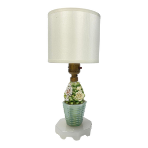 Vintage Capodimonte Style Floral Basket Motif Lamp