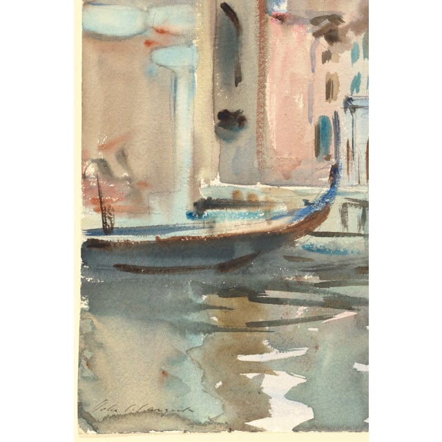 A refined example of early 20th-century watercolor painting, this vintage art print reproduction features Rialto Bridge,...