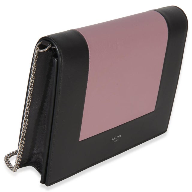 Contemporary Grey Pink Smooth Calfskin Frame Evening Clutch On Chain For Sale - Image 3 of 9