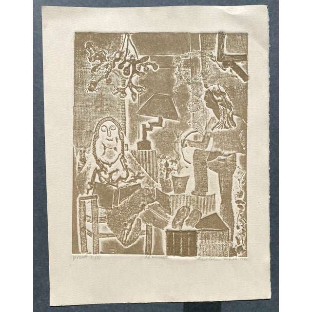 1975 vintage Sue Cohen collagraph; pencil signed and dated, inscribed / titled "SS Winchell" and numbered as a proof of...