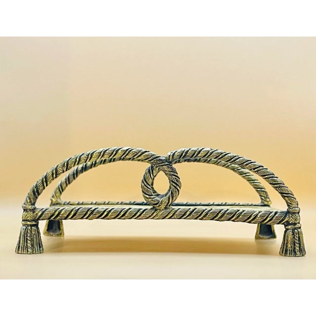 Hollywood Regency Vintage Gold Rope & Tassel Tray For Sale - Image 3 of 5