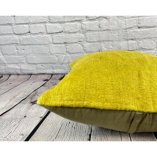 20 x 20 Hemp Pillow Turkish Cushion Natural Green Pillow Cushion Cover For Sale - Image 4 of 4