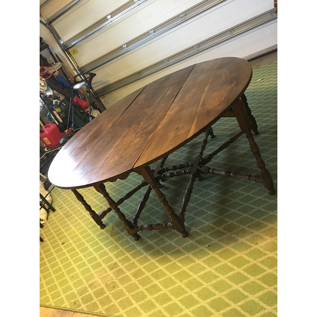 Gateleg Drop Leaf Dining Table Antique Large For Sale In Mobile - Image 6 of 11
