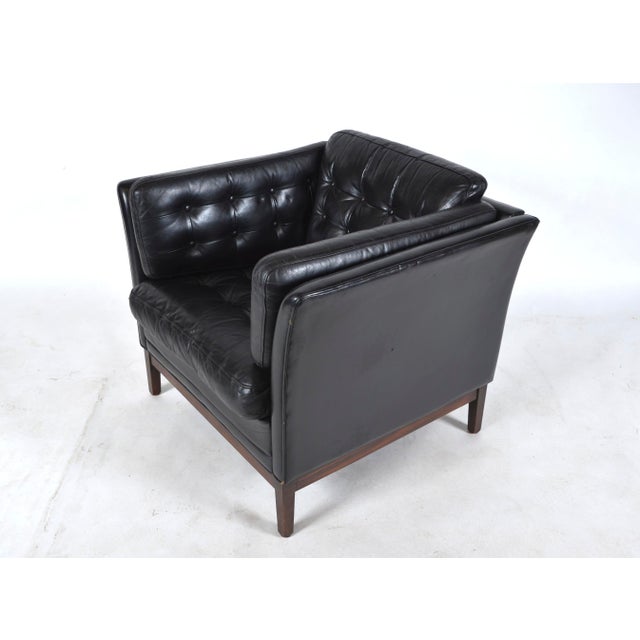 Danish Black Leather Lounge Armchair from Mogens Hansen, Denmark, 1960s For Sale - Image 10 of 18