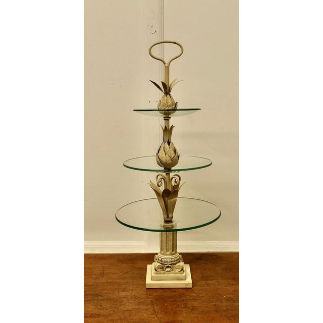 French Toleware Gueridon Cake Stand or Dumb Waiter A charming and unusual piece in good condition, it has a central column...