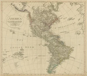 Antique Map of North and South America by Schneider and Weigel, 1818