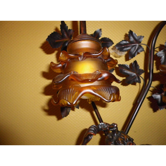 Sculpture of Putti Table Lamp with Amber Molded Glass Tulip Shades in the style of Aug. Moreau, 1890s For Sale - Image 15 of 18