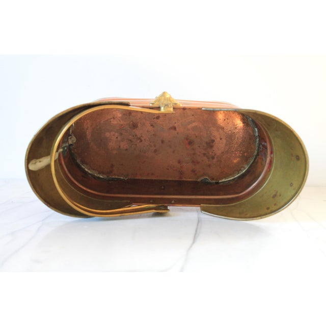 Metal Vintage Brass & Copper Basket W/ Lion Head Motif For Sale - Image 7 of 9
