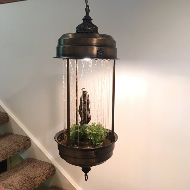 Vintage Swag Oil Rain Lamp With Greek Goddess by Johnson Lighting