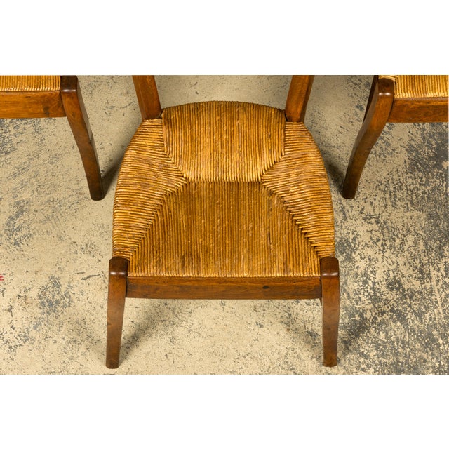 Set of 14 Mid-19th Century French Provincial Petite Maple Rush Seat Dining Chairs For Sale - Image 4 of 18