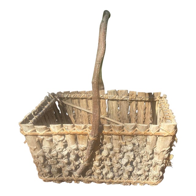 Vintage North Carolina Hand Made Twig Foraging Basket For Sale
