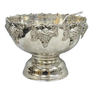 Vintage Grapevine Cluster Silver Plated Footed Punch Bowl Champagne Ice Bucket