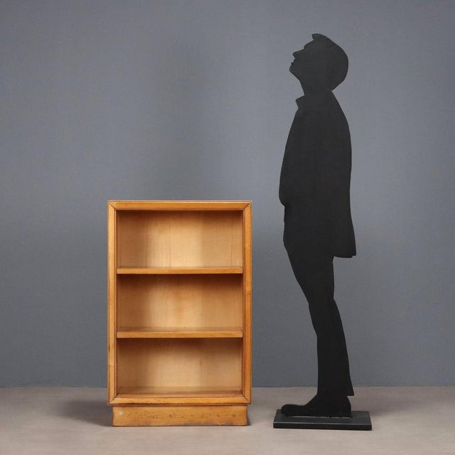 Small Vintage Bookcase in Poplar and Veneer Glass, 1950s For Sale - Image 3 of 9