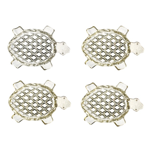 Vintage Glass Turtle Ashtrays - Set of 4 For Sale