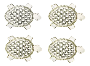 Vintage Glass Turtle Ashtrays - Set of 4