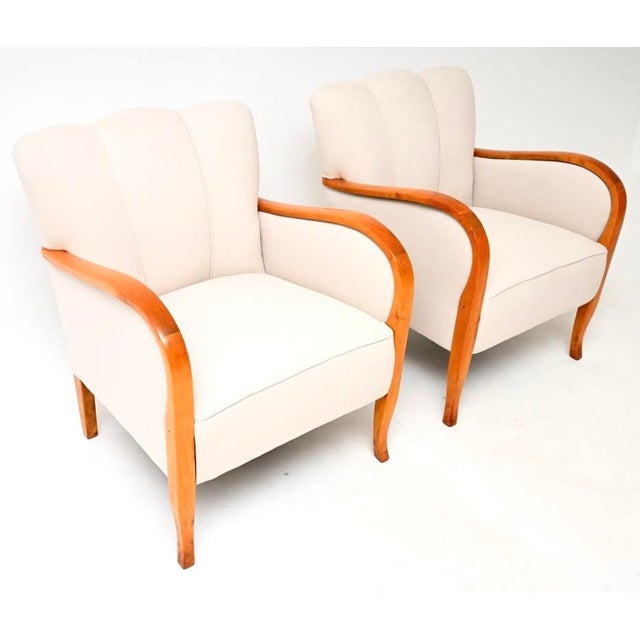 1930s Art Deco Swedish Armchairs in Satin Birch, 1930s, Set of 2 For Sale - Image 5 of 9