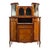 A distinguished pair of antique mahogany credenzas, circa 1890, featuring exquisite parquetry detailing and ornate ormolu...
