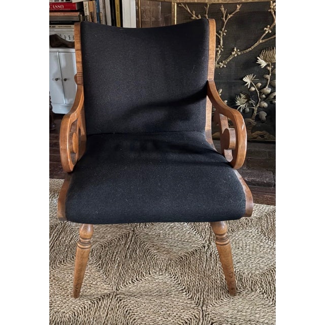 Mid Century American Biedermeier Style Scrolled Armchair For Sale In New York - Image 6 of 9