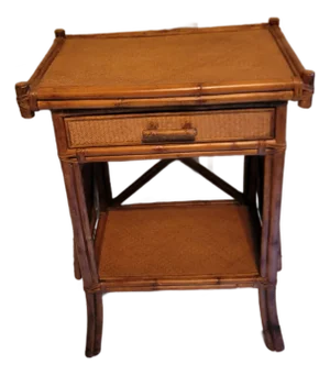 1920s Art Deco Bamboo and Rattan Side Table