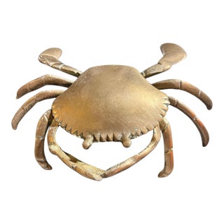 Vintage Brass Crab Ashtray Trinket Box For Sale