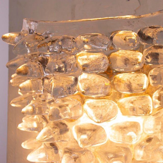 Large Clear Murano Glass Wall Lamps with Spikes and Gold Finish Frames, 1990s, Set of 2 For Sale - Image 9 of 13