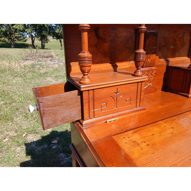 Antique Victorian Walnut Eastlake Ladies Desk 1870s For Sale - Image 15 of 18