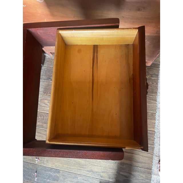 1950s 1950s Marble Top Mahogany Lyre Shaped Side Table With Drawer For Sale - Image 5 of 12