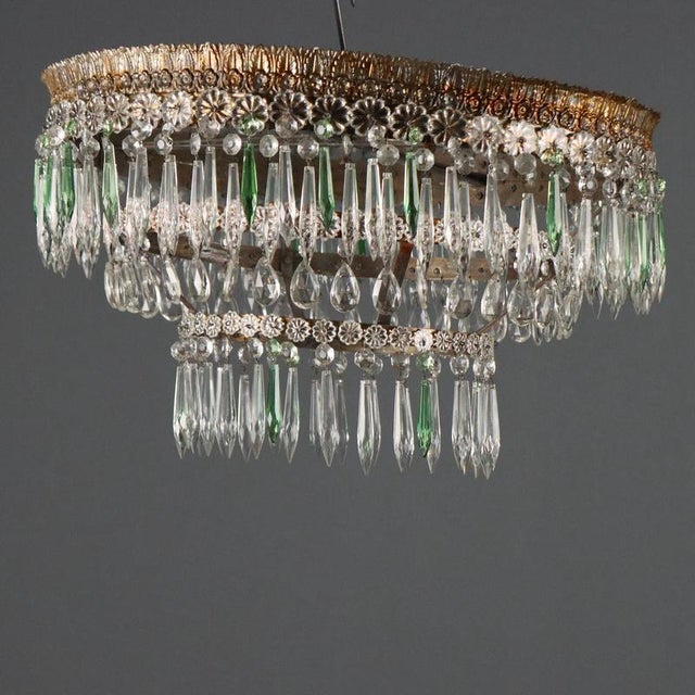 Empire Italian Chandelier in Glass and Gilt Iron For Sale - Image 9 of 9
