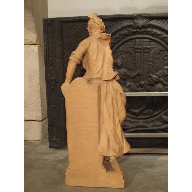 Late 19th Century 19th Century French Terra Cotta Statue of a Woman at a Fountain For Sale - Image 5 of 13