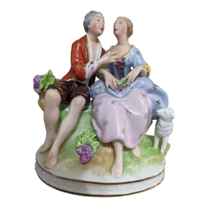 Antique Germany Dresden Couple Porcelain Figurine