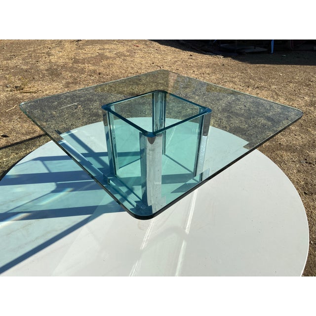Vintage Mid Century Modern Leon Rosen for Pace Collection Chrome Glass Coffee Table Unmarked For Sale - Image 13 of 18