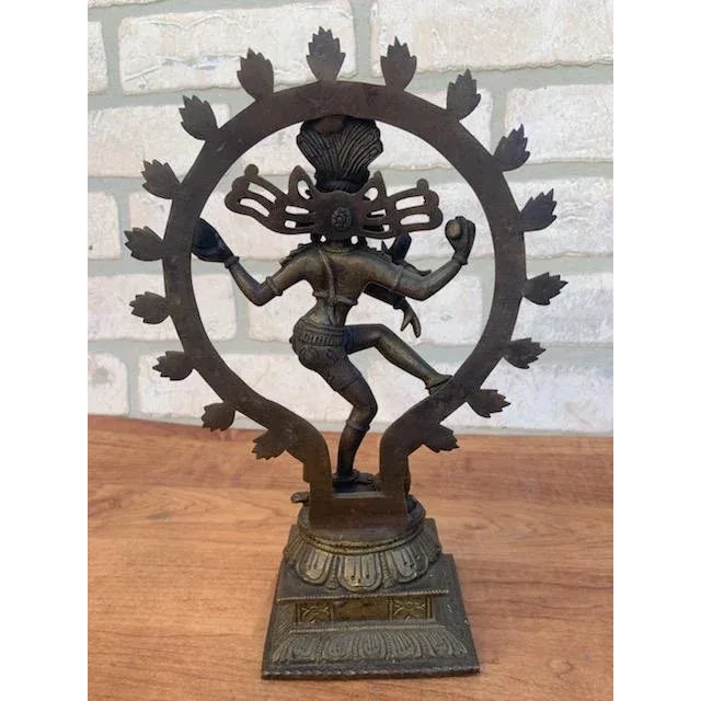 Antique Indian Gilt Bronze Shiva Nataraja - The Lord of Dance Statue Vintage Indian gilt bronze statue sculpture of Shiva...