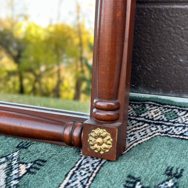 Vintage Petite Federal Style Split Column Wall Mirror With Brass Rosettes For Sale - Image 4 of 10