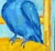 Blue Parrot on Yellow Chair – Bright, playful, and full of character! This 12 × 12 oil painting on stretched canvas by L....